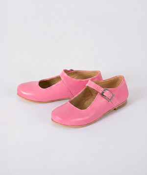 Pair of bright pink Mary Jane shoes for girls