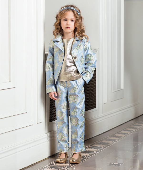 Floral Jacquard Girls Jacket