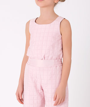 pastel pink quilted sleeveless jumper