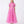 Load image into Gallery viewer, Pink sheer organza maxi dress with 3D flower appliqué puff sleeves and high neckline
