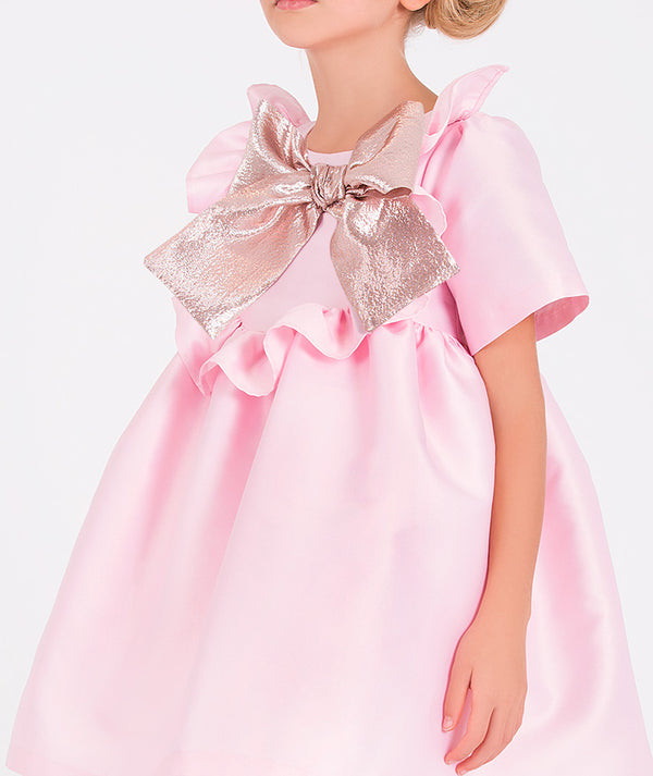 pink Jacquard Bow Dress