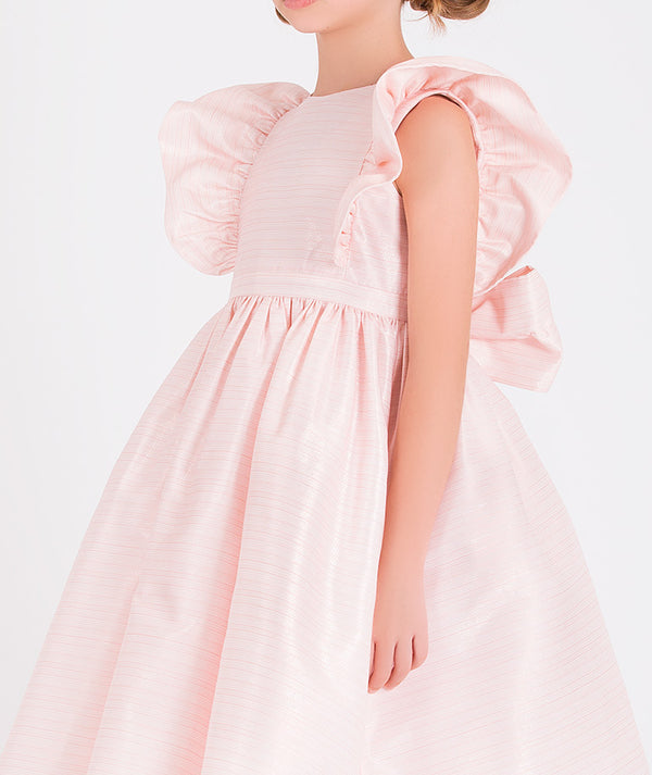 pink sparkling dress with ruffles