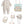Carica l'immagine nel visualizzatore Galleria, Baby clothing and accessories set including a onesie, bib, booties, and hat on a white background.
