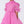 Load image into Gallery viewer, Close-up of three-dimensional organza floral appliqués on a pink girls dress with sheer texture and delicate craftsmanship

