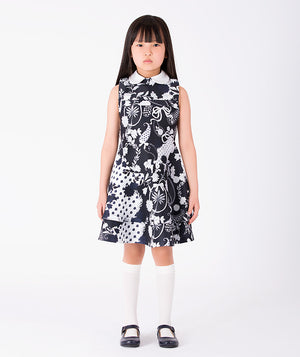 Front view of Suva Maia Collared Girls Dress in ivory for girls ages 3 to 12, a premium children’s design by Mama Luma