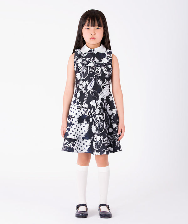 Front view of Suva Maia Collared Girls Dress in ivory for girls ages 3 to 12, a premium children’s design by Mama Luma
