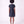 Load image into Gallery viewer, Back view of the Suva Maia Flower Women’s Dress in navy with an ivory high collar and tailored A-line silhouette by Mama Luma.
