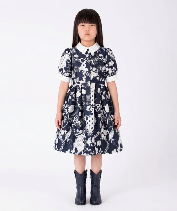 Front view of Suva Maia Girls Dress in ivory for girls ages 3 to 12, a premium children’s design by Mama Luma