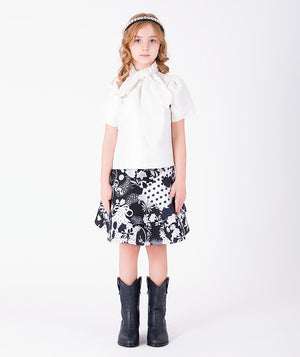 Front view of Suva Maia Girls Outfit | 2 Pieces in ivory for girls ages 3 to 12, a premium children’s design by Mama Luma