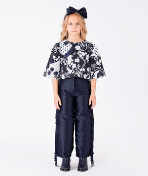Front view of Suva Maia Girls Tassel Outfit | 2 Pieces in ivory for girls ages 3 to 12, a premium children’s design by Mama Luma