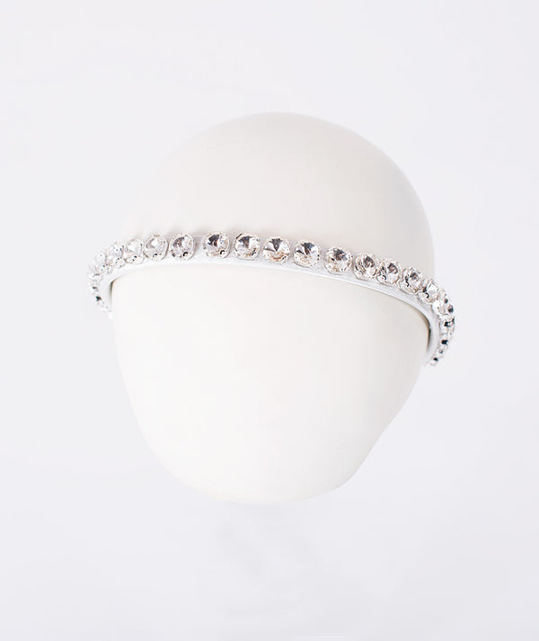 Ivory girls headband with sparkling crystal embellishments from Mama Luma Suva Maia Collection for weddings and special occasions