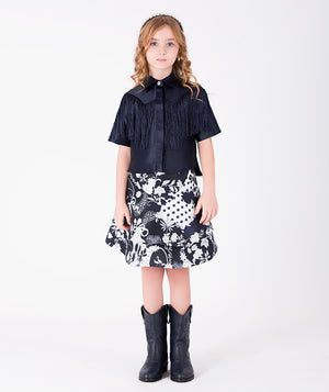Front view of Tassel Girls Outfit | 2 Pieces in ivory for girls ages 3 to 12, a premium children’s design by Mama Luma