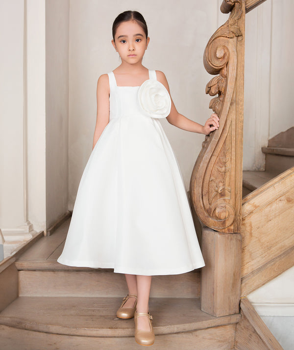 3D Flower Applique Girls Dress