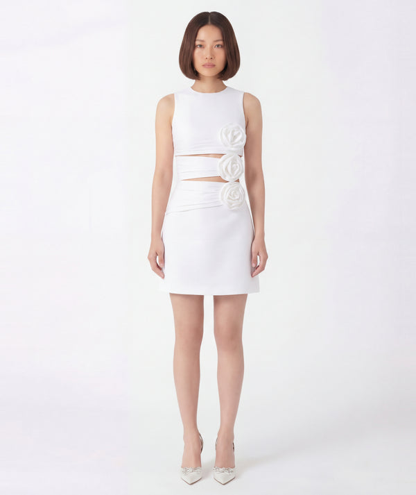 tri rose dress asian women wearing