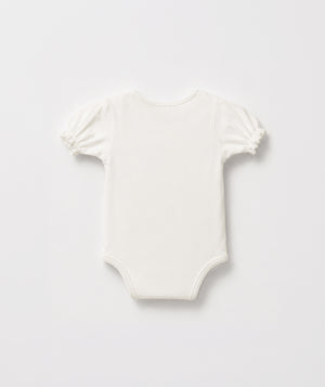 Ivory bow puff sleeve baby bodysuit luxury cotton baby essential perfect for special occasions