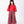 Carica l'immagine nel visualizzatore Galleria, Front view of Mama Luma Ball Sleeve Girls Outfit featuring a scarlet-red bell-sleeve top and wide-leg tartan trousers from the Zermatt Collection.
