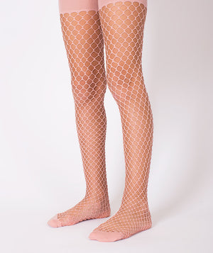 Pink fishnet tights for girls