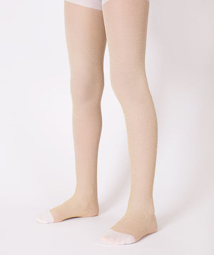 Beige glitter tights for girls