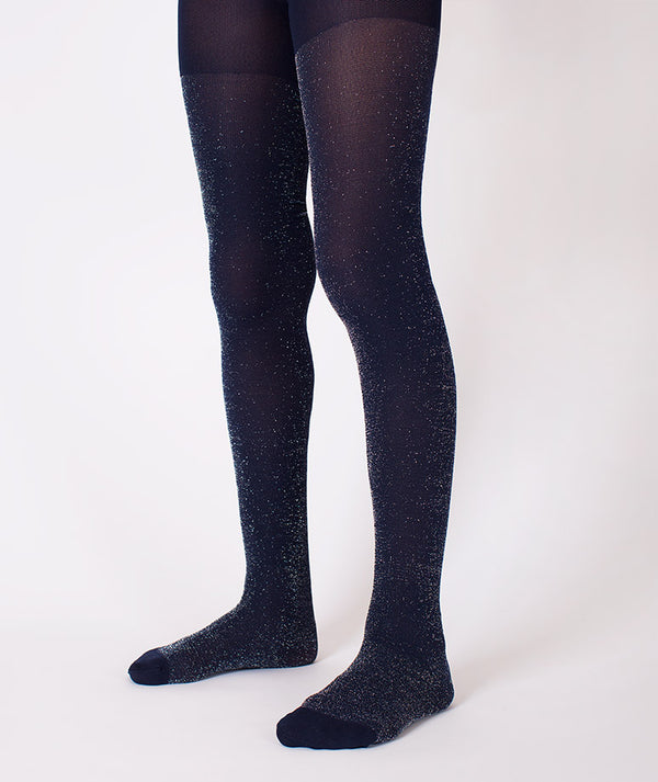 Navy glitter tights for girls