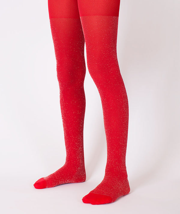 Red glitter tights for girls
