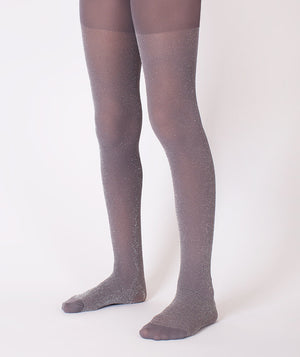 Gray glitter tights for girls