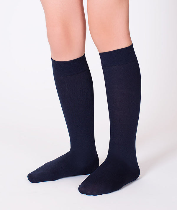 Mama Luma Navy Classic Kids Socks (2–12Y) — high-knee cotton blend socks for school, birthdays, and casual wear